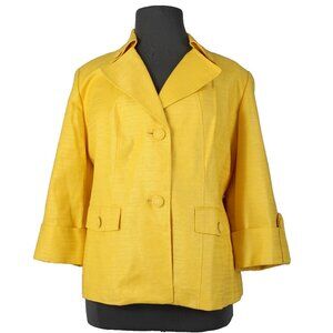 Anne Klein Jacket $149 Sz 20W Yellow Lined Pockets Cotton Linen Jacket